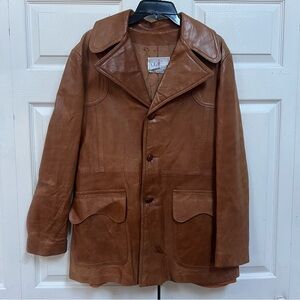 Genuine Leather Brown Jacket Mens 44